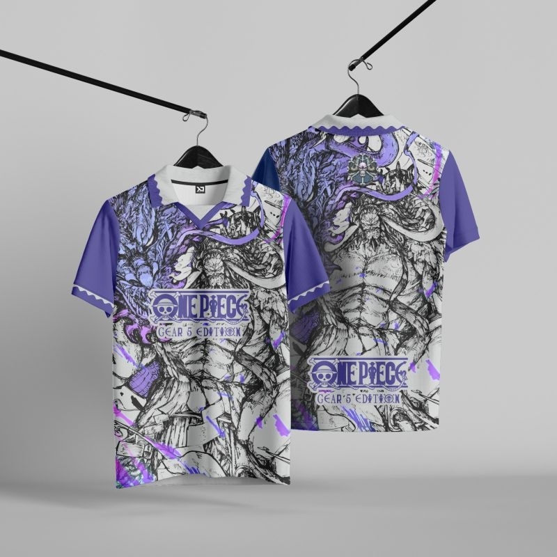 3D Printing Luffy - Camisa Polo Casual Vintage Harajuku Roxa