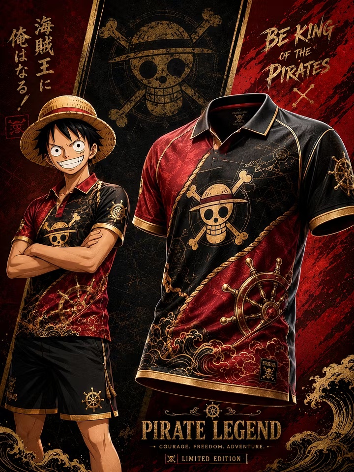 3D Printing Luffy - Novidades 2027: Camiseta Esportiva Casual Respirável