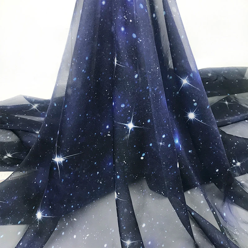 3D Printing On Fabric - Impressão 3D Galaxy Star Padrão Chiffon