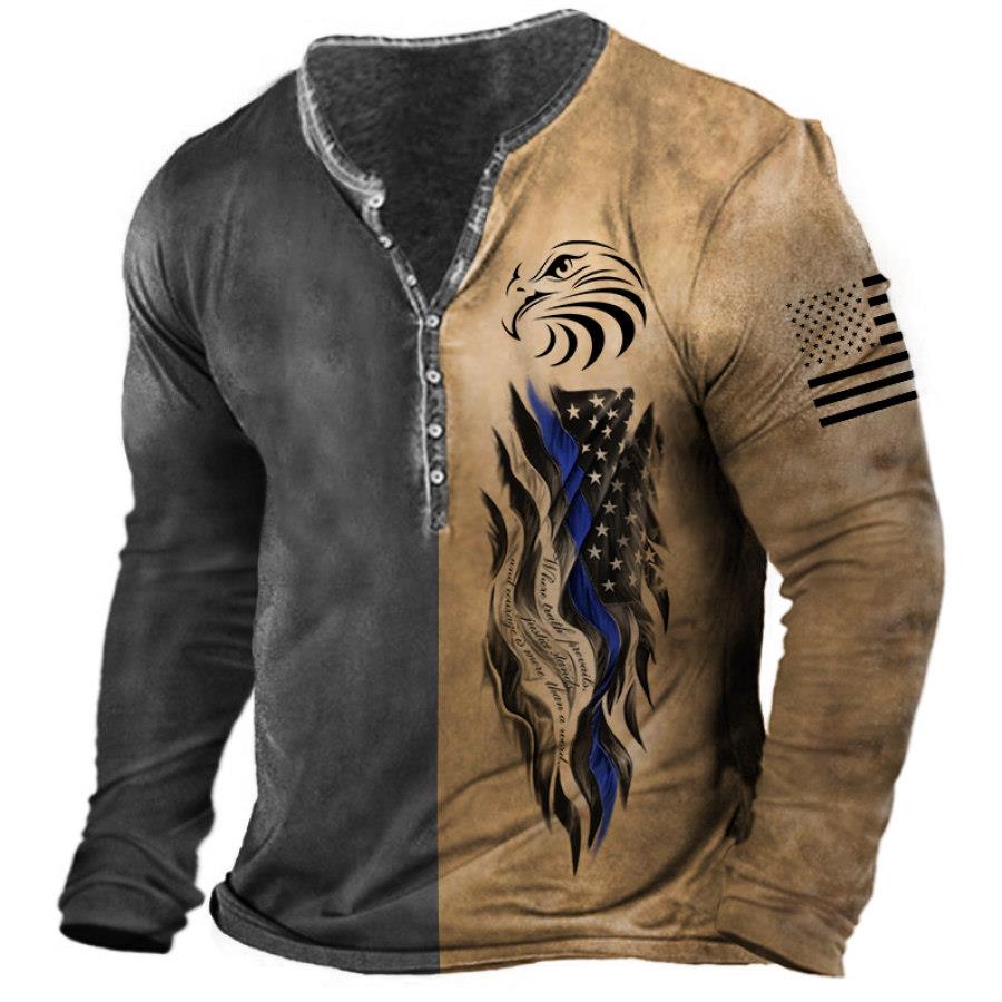 3D Printing Usa - Camiseta masculina vintage manga longa topo