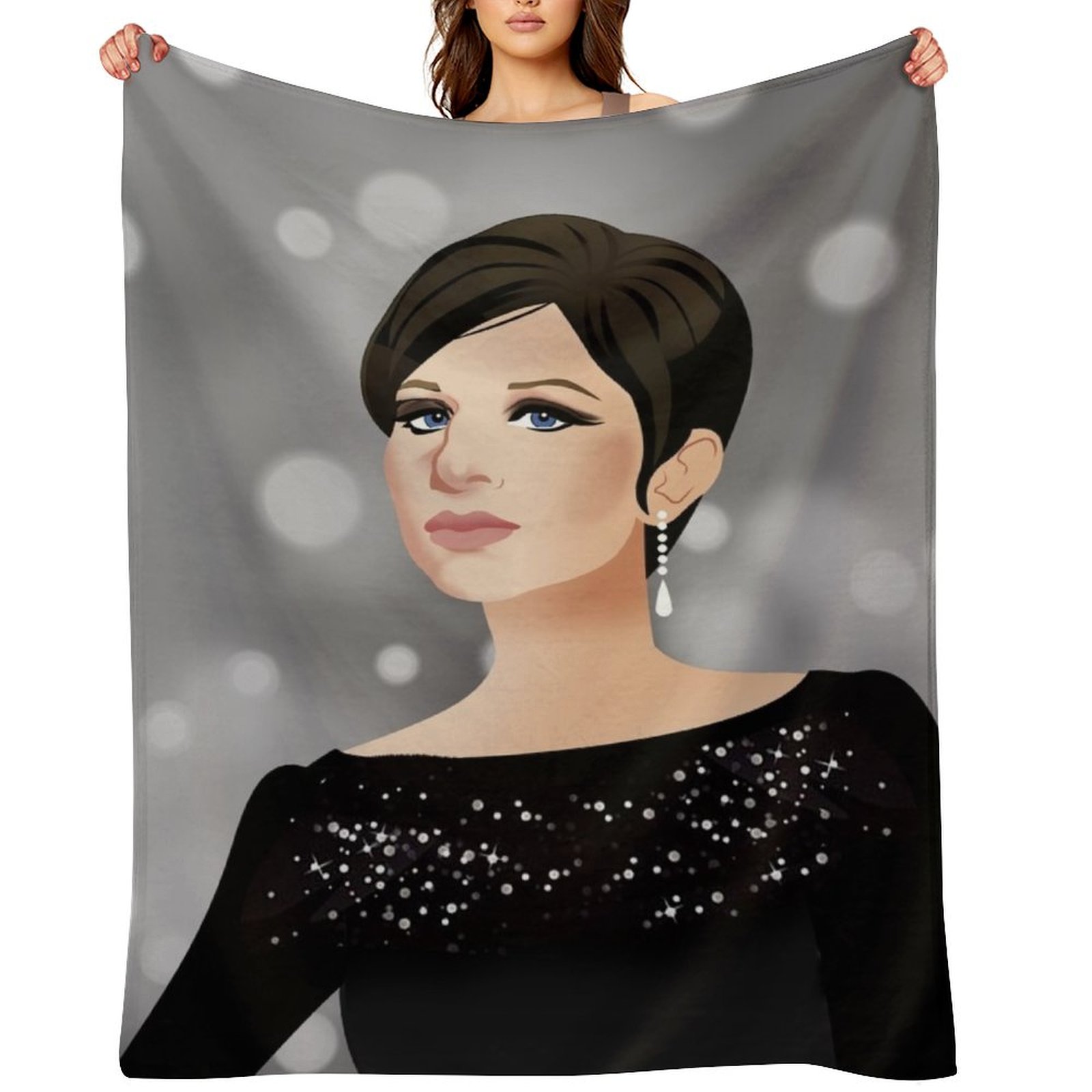 3D Printing Icon - Barbra Streisand: Manta decorativa com estampa