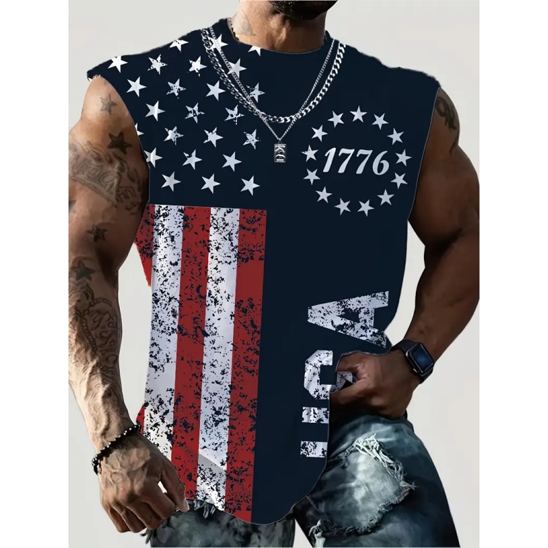 3D Printing Usa - Impressão 3d bandeira americana regatas para