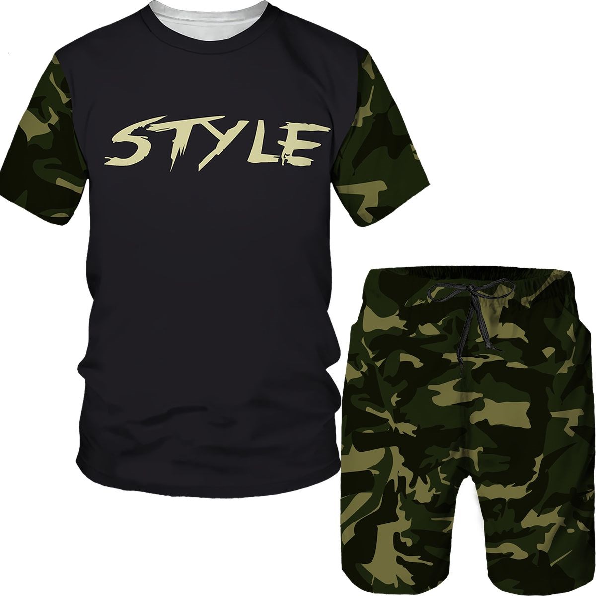 3D Printing Kit - Conjuntos de Camuflagem Masculinos, Camisetas com